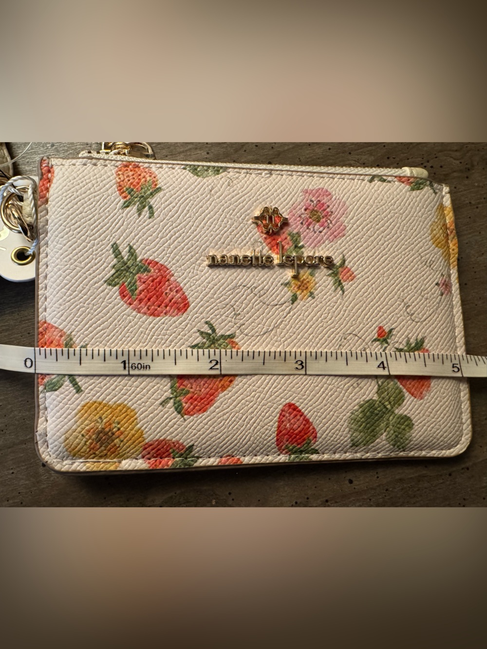 Nanette Lepore Cream Floral Strawberry Wristlet - Picture 12 of 12